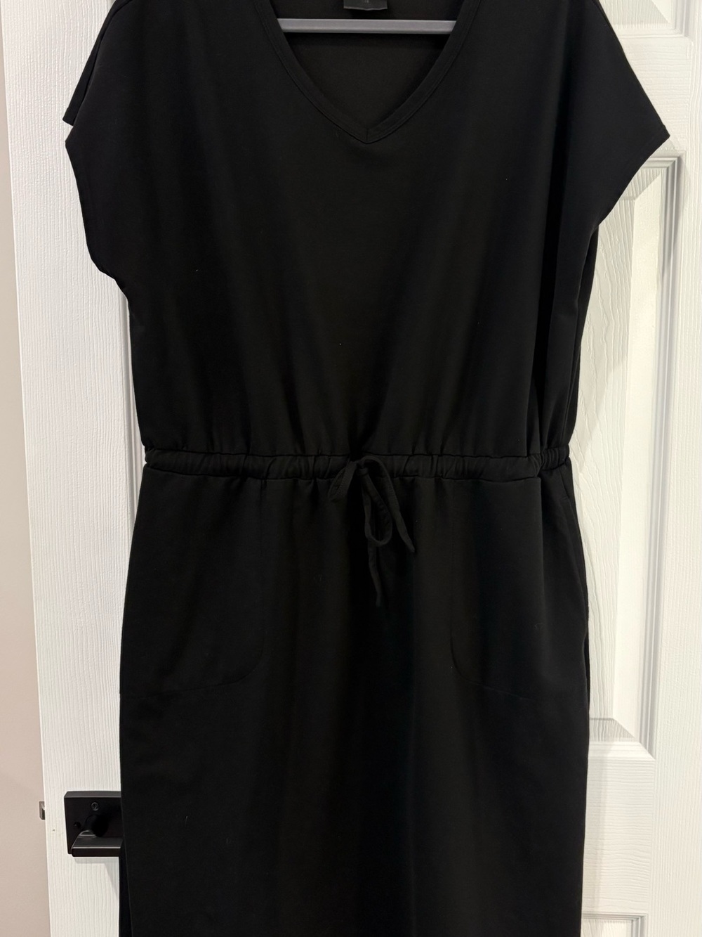 32 Degrees Black V-Neck Drawstring Waist Midi Dress
